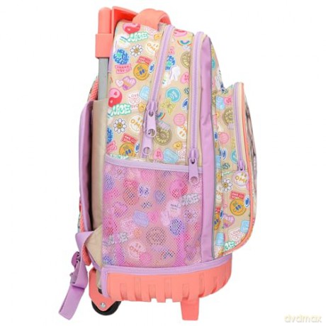 Topmodel - TOPModel School Backpack Trolley GIRL POWER - Beige, Lilac, Coral - 34x24x50 cm (413286)