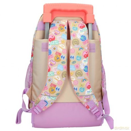Topmodel - TOPModel School Backpack Trolley GIRL POWER - Beige, Lilac, Coral - 34x24x50 cm (413286)