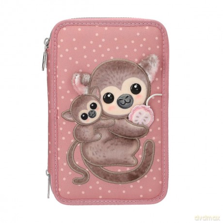 Topmodel - TOPModel Triple Pencil Case JUICY - Dusky Pink with Orange Dots (413323)