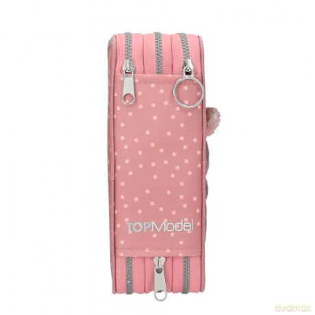 Topmodel - TOPModel Triple Pencil Case JUICY - Dusky Pink with Orange Dots (413323)