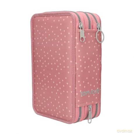 Topmodel - TOPModel Triple Pencil Case JUICY - Dusky Pink with Orange Dots (413323)