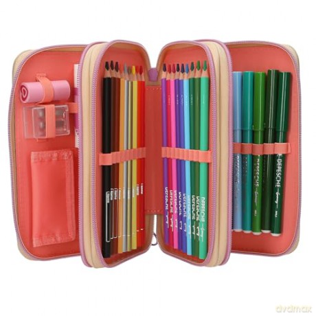 Topmodel - Triple Pencil Case GIRL POWER - Beige (413282)