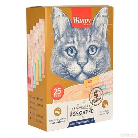 Wanpy - Cat 25 Pack Creamy Lickable Treat - Mixed Flavor 350g (25x14g)