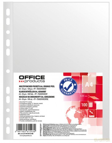 Paczka koszulki na dokumenty A4 Office Products PP groszkowe 50mikr. 100 sztuk