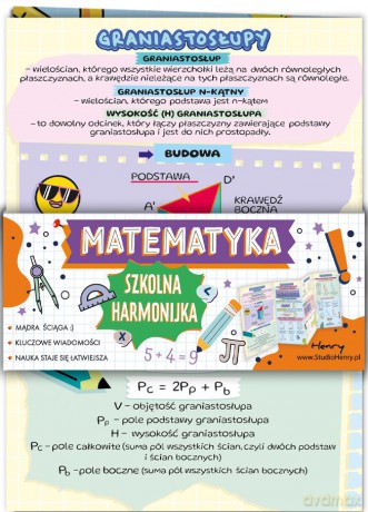 Ściąga Harmonjka Matematyka ostrosłupy i graniastosłupy