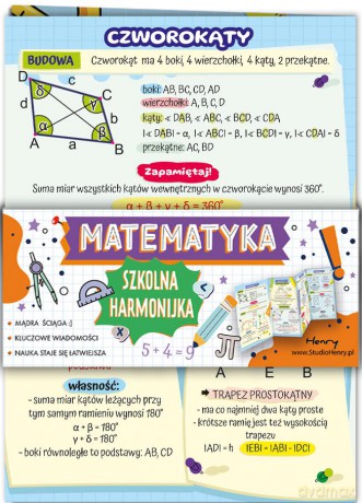 Ściąga Harmonjka Matematyka trójkąty i czworokąty