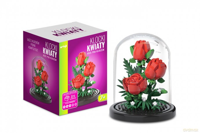 Klocki kwiaty róże p/kloszem 221el 136924