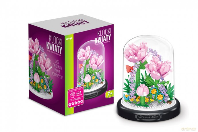 Klocki kwiaty tulipany róż klosz 624el 1369