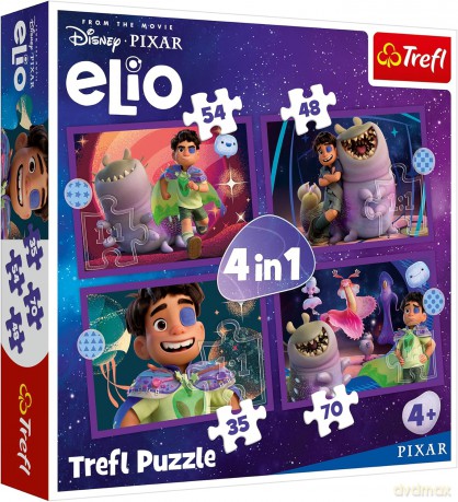 PUZZLE 4w1 Pozaziemskie misje Elio /Disney 34665