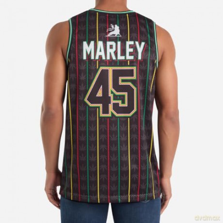 Bob Marley: Bob Marley Iron Lion Zion Black Basketball Jersey Large