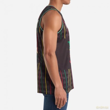 Bob Marley: Bob Marley Iron Lion Zion Black Basketball Jersey Small