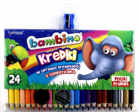 Kredki Bambino w oprawie drewnianej 24 kol. z temperówką [SZKOŁA]
