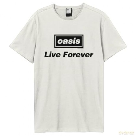 Oasis: Oasis Live Forever Title Amplified Large Vintage White T Shirt