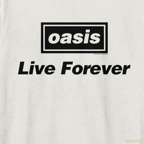 Oasis: Oasis Live Forever Title Amplified Large Vintage White T Shirt