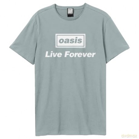 Oasis: Oasis Live Forever Title Amplified Vintage Charcoal Small T Shirt