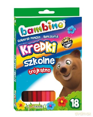 Kredki szkolne Bambino o przekroju trójkątnym 18 kol. [SZKOŁA]