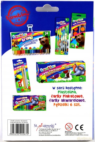 Kredki szkolne Bambino o przekroju trójkątnym 18 kol. [SZKOŁA]