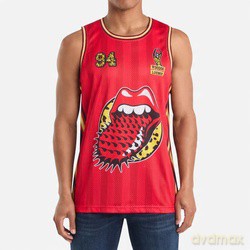 The Rolling Stones: Rolling Stone Voodoo Lounge Red Basketball Jersey X Large