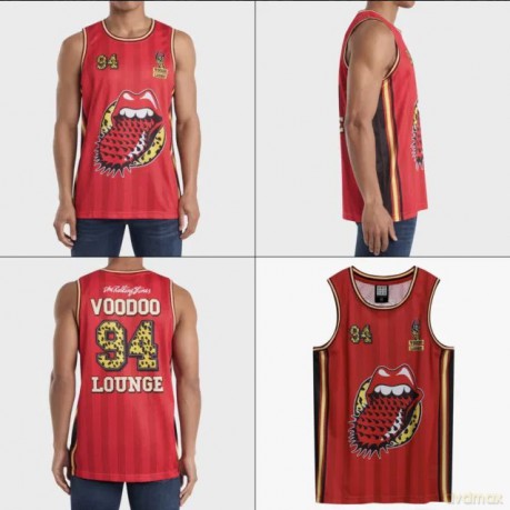 The Rolling Stones: Rolling Stone Voodoo Lounge Red Basketball Jersey X- Small