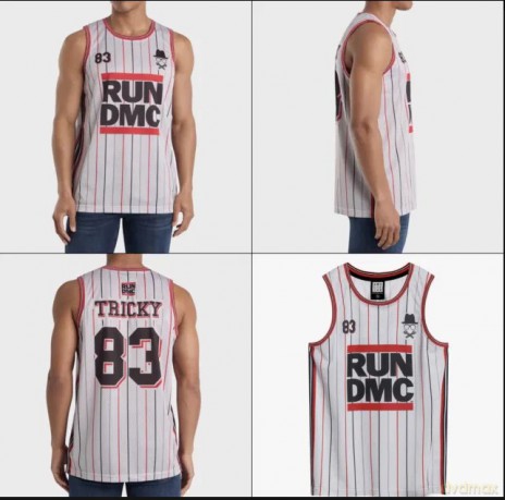 Run Dmc: Run Dmc Tricky White Basketball Jersey X- Small