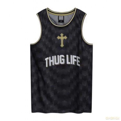 Tupac: Tupac Thug Life Black Basketball Jersey Medium