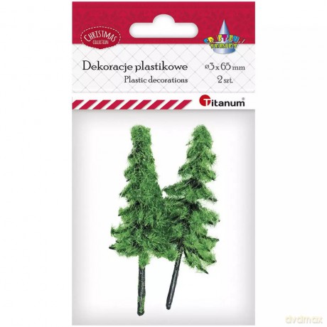 Drzewka minaturowe plastikowe. Choinki zielone 40x80mm. 2 sztuki [KSIĄŻKA]