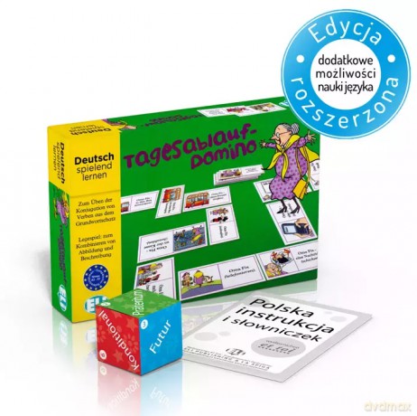 Gra językowa Niemiecki Das Tagesablauf-Domino. [KSIĄŻKA]
