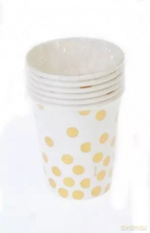 Kubek papierowy 270ml Groszki biały Go Fol Op6szt [KSIĄŻKA]