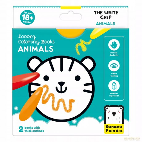 Looong Coloring Books - The Write Grip. ANIMALS 18m+ [KSIĄŻKA]