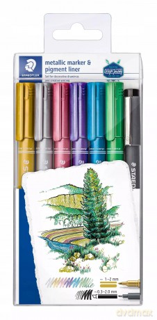 Markery metaliczne Staedtler 6 + liner