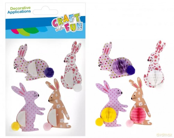 Ozdoba Dekoracyjna Naklejki Królik Harmonijka 4szt. Wielkanoc Craft with Fun 531801 [KSIĄŻKA]