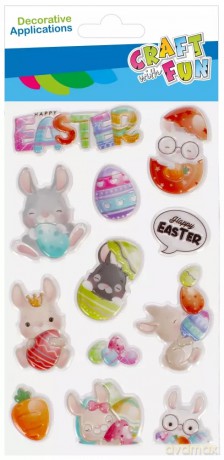 Ozdoba Dekoracyjna Naklejki Puffy Zajączek 12szt Wielkanoc Craft with Fun 531728 [KSIĄŻKA]