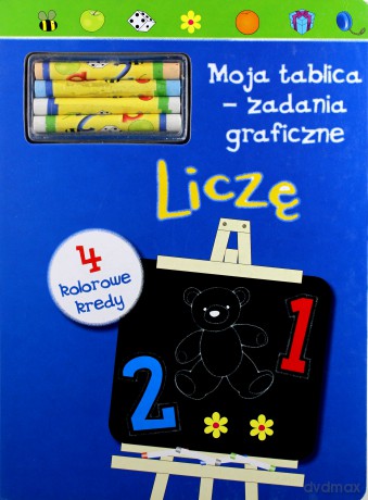 Liczę. Moja tablica - zadania graficzne + 4 kolorowe kredy [KSIĄŻKA]