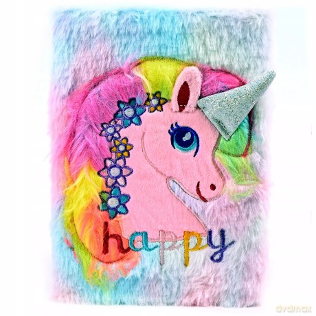 Pluszowy Pamiętnik Zeszyt Notes Włochaty Jednorożec Unicorn A5 Różne Kolory