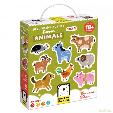 Progressive Puzzles. Farm Animals 18m+ [KSIĄŻKA]