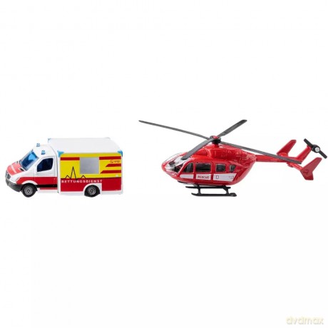 Siku Super: Mercedes-Benz Ambulans + Helikopter ratunkowy