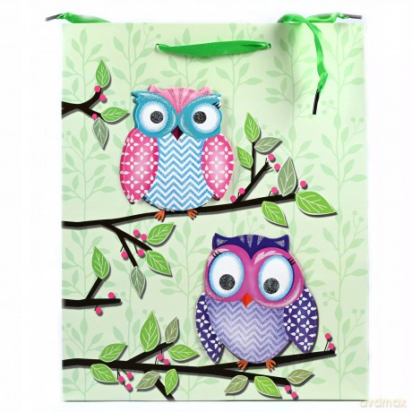 SOWA DZIECIĘCA TOREBKA NA PREZENTY TORBA URODZINOWA 26x32CM RÓŻNE KOLORY