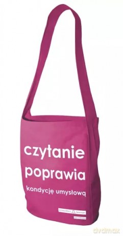 Torba bawełniana różowa `czytanie poprawia kondycję umysłową` [KSIĄŻKA]