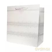 Torebka Lux Brokat Biała Kwadrat Mini 14,5x15x6,5