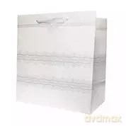 Torebka Lux Brokat Biała Kwadrat Mini 14,5x15x6,5