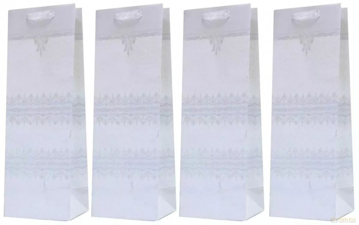 Torebka Lux Brokat Na Butelkę Biała 12x36x10