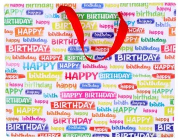 Torebka prezentowa Happy Birthday, duża pozioma
