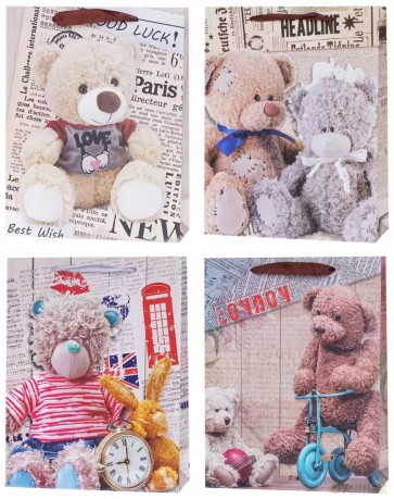 Torebki upominkowe LUX A5 Pluszowy Miś BEARS 12szt