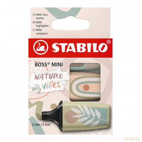 Zakreślacz BOSS MINI Nature vibes, etui, 3 sztuki, zieleń błotna, cielisty, zieleń ziemista