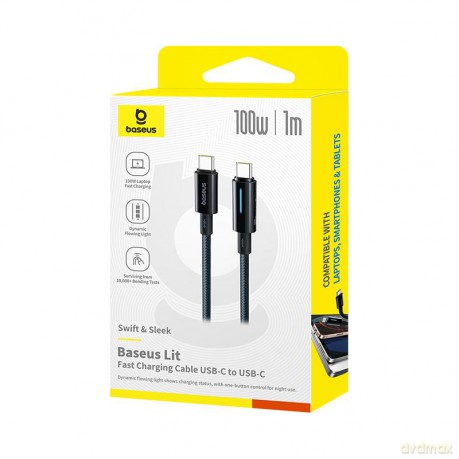 Baseus Lit kabel USB-C - USB-C 1m 100W kosmiczna Czerń