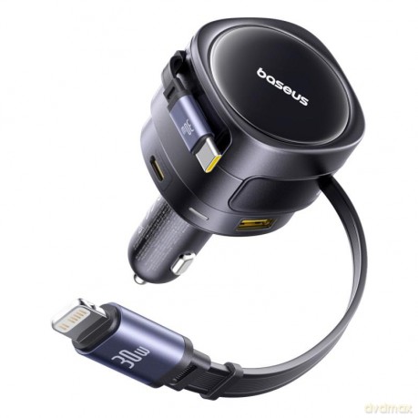 Baseus ładowarka samochodowa PD 1x USB-C 1x USB 90W + kabel USB-C - Lightning czarna