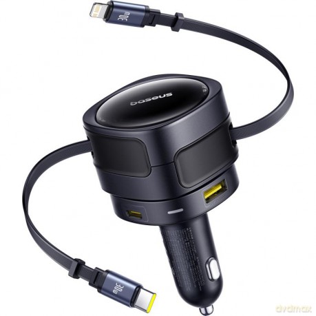 Baseus ładowarka samochodowa PD 1x USB-C 1x USB 90W + kabel USB-C - Lightning czarna