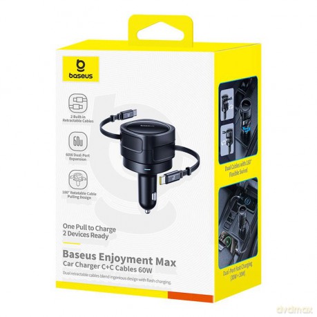 Baseus ładowarka samochodowa PD 2x USB-C 60W + kabel czarna