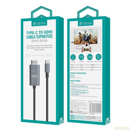 Devia kabel Storm EC084 USB-C - HDMI 4K 60 Hz 2,0 m czarny