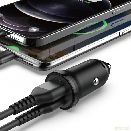 Devia ładowarka samochodowa Smart Mini PD QC 3.0 30W 1x USB 1x USB-C biała